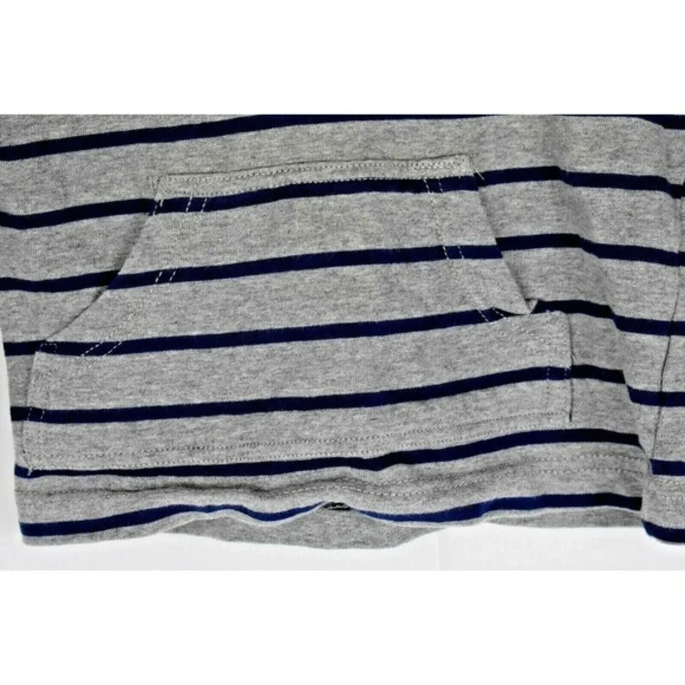 GYMBOREE kids HOODIE grey/navy striped front pocket lightweight toddler - SIZE 5